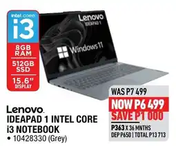 Home Corp Lenovo IDEAPAD 1 INTEL CORE i3 NOTEBOOK offer