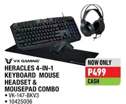 Home Corp VX GAMING HERACLES 4-IN-1 KEYBOARD MOUSE HEADSET & MOUSEPAD COMBO offer