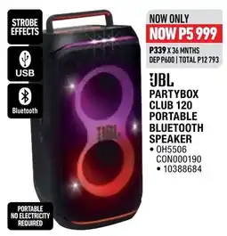 Home Corp JBL PARTYBOX CLUB 120 PORTABLE BLUETOOTH SPEAKER offer