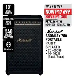 Home Corp Marshall BROMLEY 750 PORTABLE PARTY SPEAKER offer