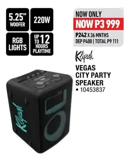 Home Corp Klipsch Vegas City Party Speaker offer