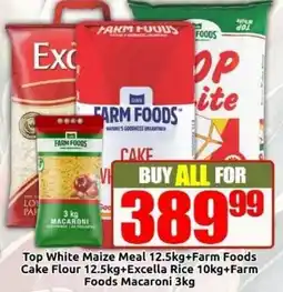 Three Star Cash and Carry Top White Maize Meal Farm Foods Cake Flour Excella Rice Farm Foods Macaroni offer