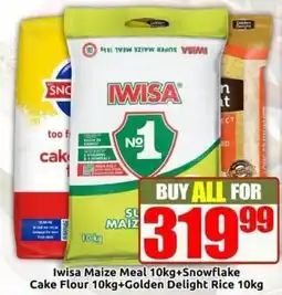 Three Star Cash and Carry Iwisa Maize Meal + Snowflake Cake Flour + Golden Delight Rice offer