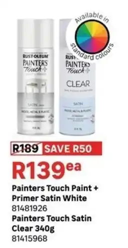 Leroy Merlin Painters Touch Paint + Primer Satin White offer