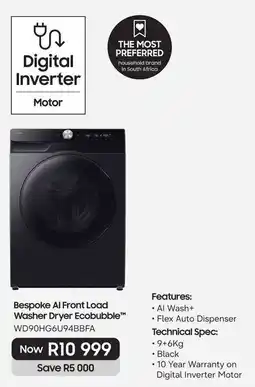 Samsung Bespoke AI Front Load Washer Dryer Ecobubble offer