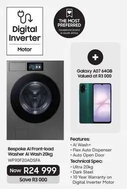 Samsung Bespoke AI Front-load Washer AI Wash 20kg offer