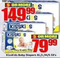 Three Star Cash and Carry KissKids Baby Diapers XL/L/M/S offer