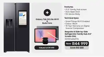 Bespoke AI Side-by-Side Refrigerator Family Hub 21.5" Screen 594L