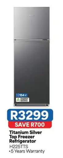 OK Furniture Titanium Silver Top Freezer Refrigerator H225TTS offer