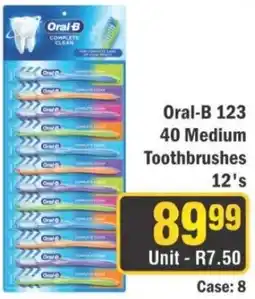 J&E Cash and Carry Oral-B 123 40 Medium Toothbrushes offer