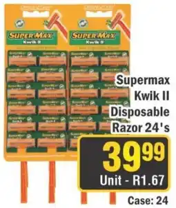 J&E Cash and Carry Supermax Kwik II Disposable Razor offer