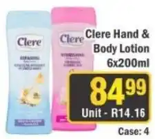 J&E Cash and Carry Clere Hand & Body Lotion offer