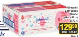 J&E Cash and Carry Johnson's Baby Wipes Gentle offer