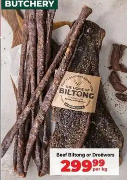Food Lover's Market Beef biltong or droewors offer