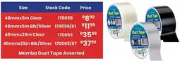 Africa Cash and Carry Mamba Duct Tape Assorted offer