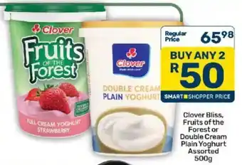 Clover Bliss, Fruits of the Forest or Double Cream Plain Yoghurt Assorted