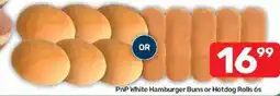 Pick n Pay PnP White Hamburger Buns or Hotdog Rolls offer