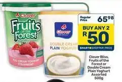 Pick n Pay Clover - fruits of the forest or double cream plain yoghurt offer
