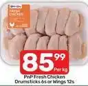 Pick n Pay Fresh chicken drumsticks 6s or wings 12s offer