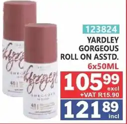 Arrow Cash And Carry Yardley Gorgeous Roll On Assorted offer