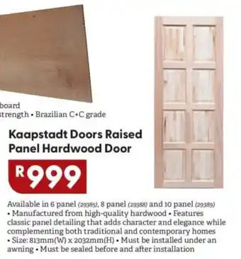 Kaaapstad Doors Raised Panel Hardwood Door