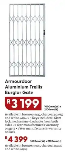 Brights Hardware Armourdoor Aluminium Trellis Burglar Gate offer