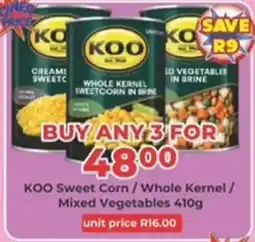 M.A Powertrade KOO Sweet Corn / Whole Kernel / Mixed Vegetables offer