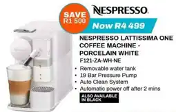 Expert Nespresso Lattissima One Coffee Machine - Porcelain White offer