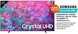 Expert SAMSUNG 98" DU9000 CRYSTAL UHD 4K TIZEN OS SMART TV offer