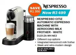 Expert Nespresso Citiz Automatic Espresso Machine with Aeroccino Milk Frother - White offer