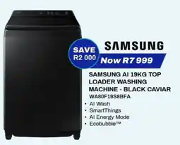 Expert SAMSUNG AI 19KG TOP LOADER WASHING MACHINE - BLACK CAVIAR offer