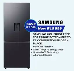 Expert SAMSUNG 459L FROST FREE TOP FRIDGE BOTTOM FREEZER COMBINATION FRIDGE - BLACK offer