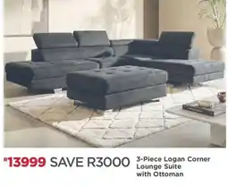 House & Home 3-Piece Logan Corner Lounge Suite with Ottoman offer