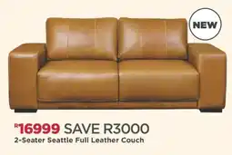 House & Home 2-Seater Seattle Full Leather Couch offer