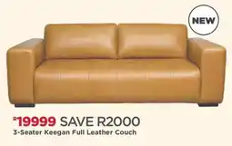 House & Home 3-Seater Keegan Full Leather Couch offer