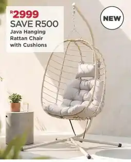 House & Home Java Hanging Rattan Chair with Cushions offer