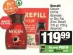 KwikSpar Nescafe Classic Coffee Granules or Day Pac Assorted offer