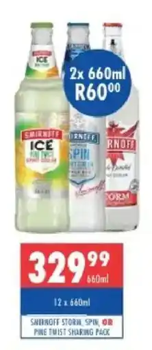 Ultra Liquors Smirnoff Storm, Spin, or Pine Twist Sharing Pack offer