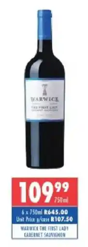 Ultra Liquors Warwick The First Lady Cabernet Sauvignon offer