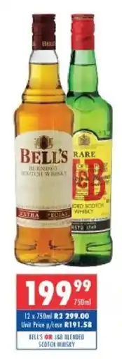 Ultra Liquors BELL'S OR J&B BLENDED SCOTCH WHISKY offer