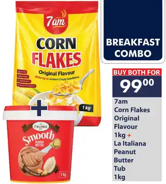 7am Corn Flakes Original Flavour + La Italiana Peanut Butter Tub