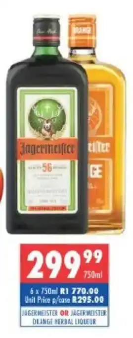 Ultra Liquors Jägermeister OR Jägermeister Orange Herbal Liqueur offer