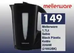President Hyper Mellerware 1.7Lt Sabie Black Plastic Kettle offer
