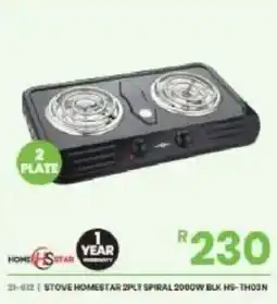 Fair Price Stove Homestar 2plt Spiral 2000W Blk offer