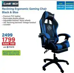 Incredible Connection Reclining Ergonomic Gaming Chair GAME TECH Assorted offer