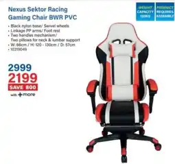 Incredible Connection Nexus Sektor Racing Gaming Chair BWR PVC offer