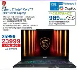 Incredible Connection msi Cyborg 17 Intel Core 7 RTX 5050 Laptop offer