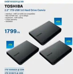 Incredible Connection TOSHIBA 2.5" 1TB USB 3.0 Hard Drive Canvio offer