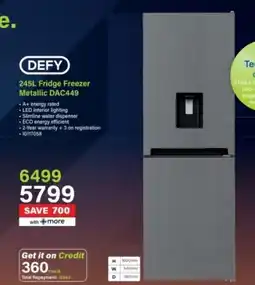 Incredible Connection DEFY 245L Fridge Freezer Metallic DAC449 offer