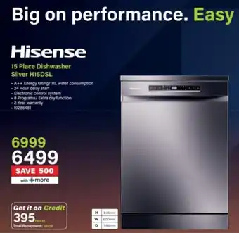 Incredible Connection Hisense 15 Place Dishwasher Silver H15DSL offer